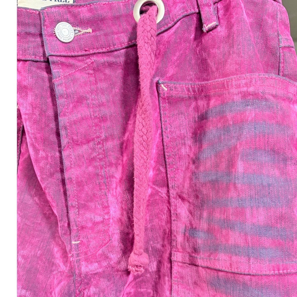 Free people Flocked Moxie Jeans Hot Pink size 31 firm - Picture 6 of 11